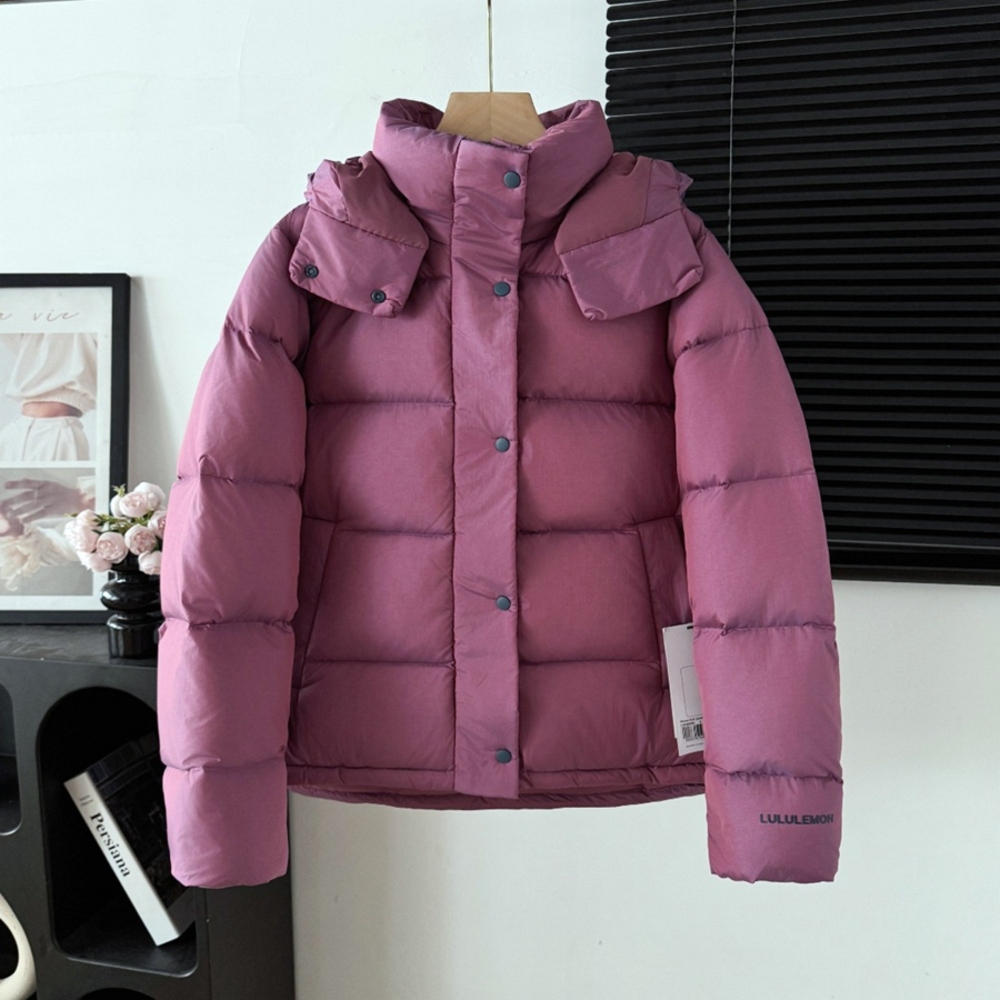 Lululemon Quilted Short Hooded Down Puffer Winter Coat Purple